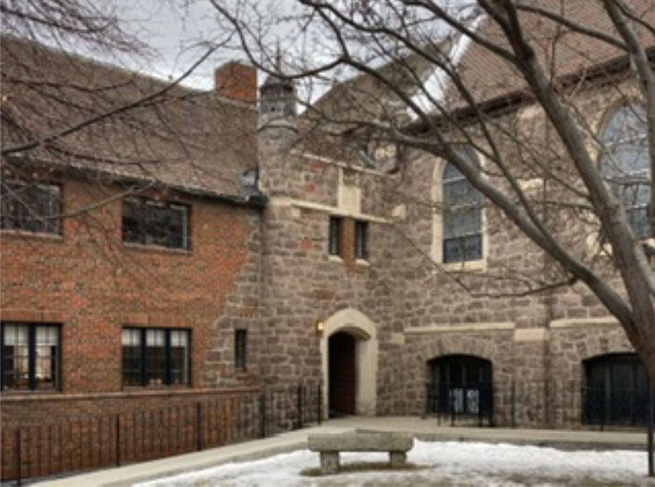 Exterior courtyard and stonework at St. Peter’s Episcopal Cathedral